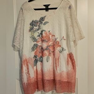 Ali Miles Women's Short Sleeve Flowered Tunic sz 2x